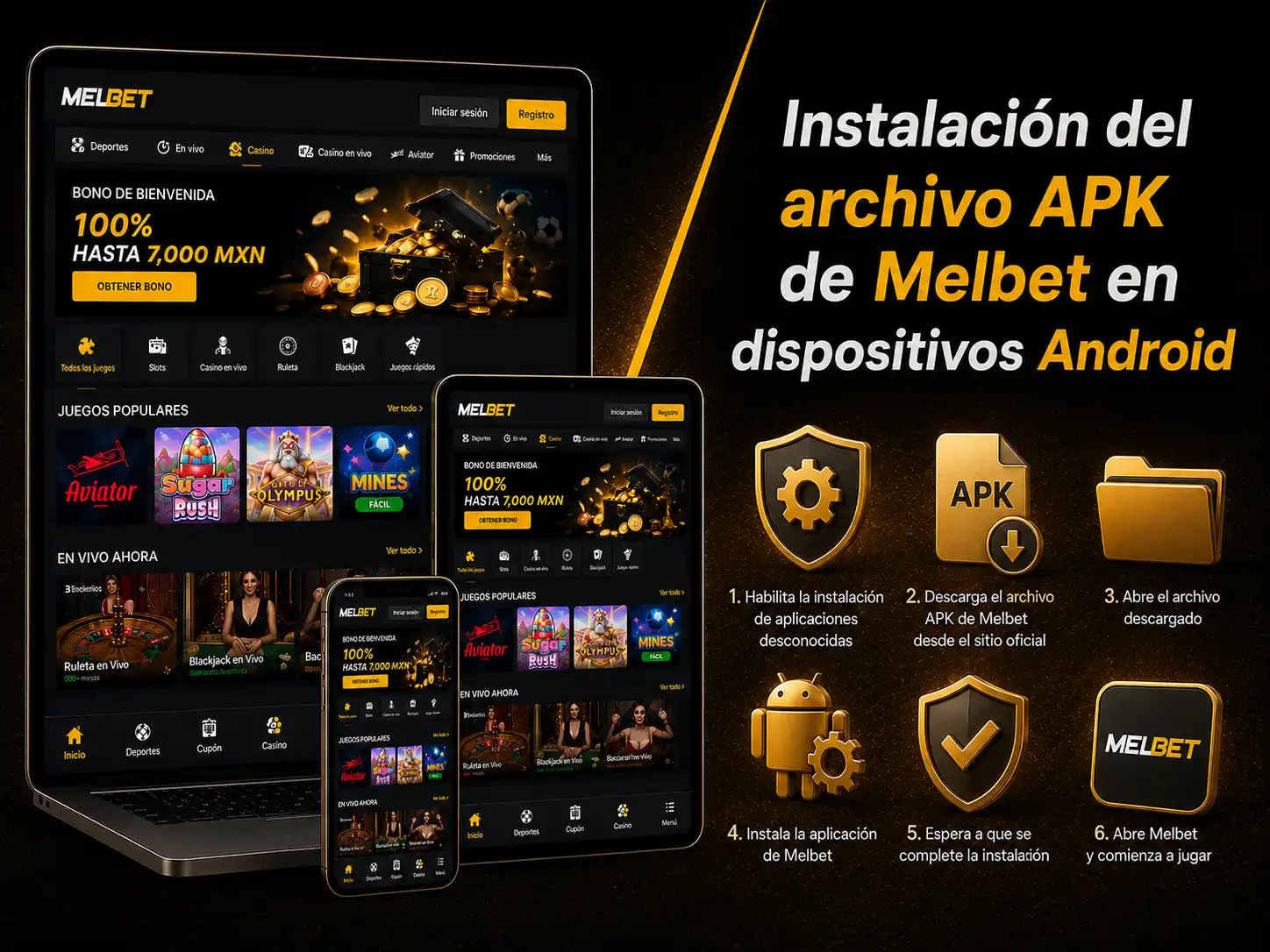 Instalación del archivo APK de Melbet en dispositivos Android