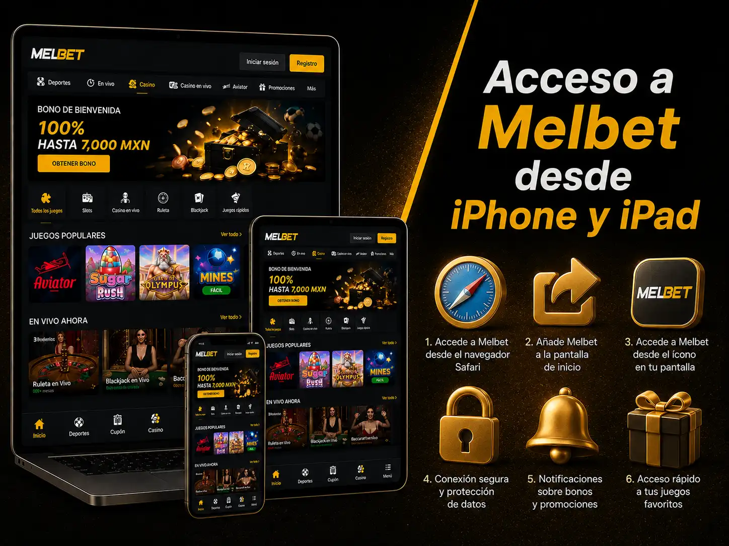 Acceso a Melbet desde iPhone y iPad
