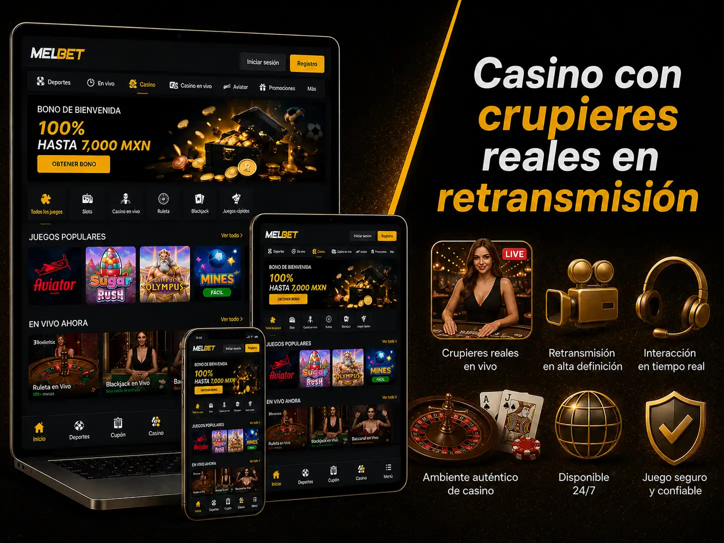 Casino con crupieres reales en retransmisión